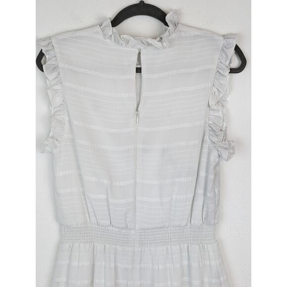 Avec Les Filles Dress Tonal Stripes Ruffles Spring Summer Romantic White Size 10 - Picture 5 of 13